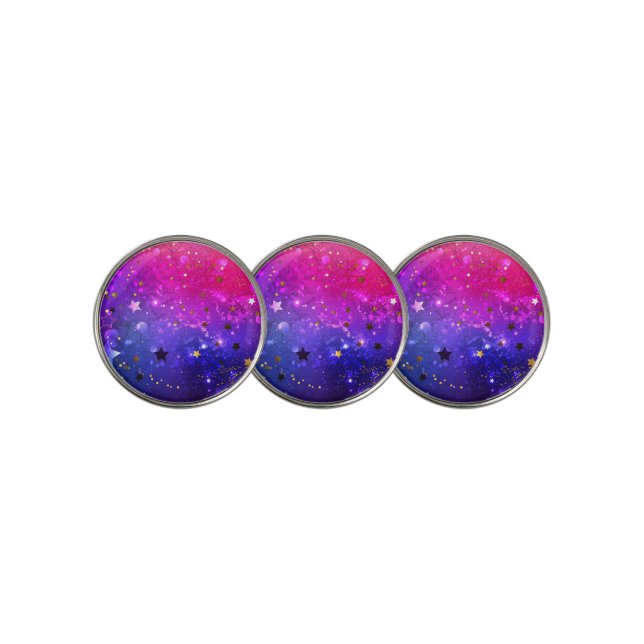 Shiny Pink Blue Background Golf Ball Marker (3 Up)