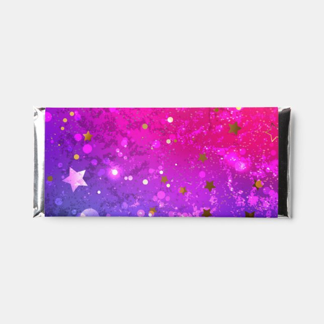 Shiny Pink Blue Background Hershey Bar Favors (Front)