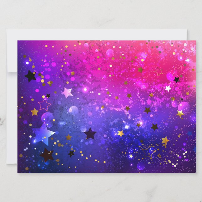 Shiny Pink Blue Background Invitation (Front)