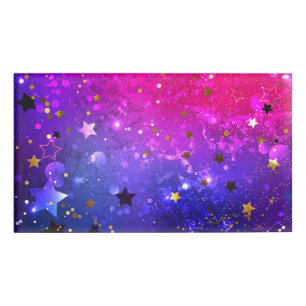 Shiny Pink Blue Background Name Tag