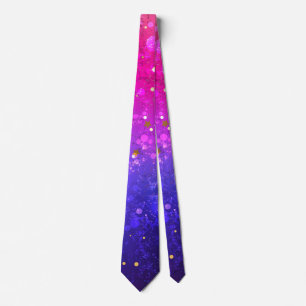 Shiny Pink Blue Background Neck Tie
