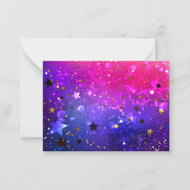 Shiny Pink Blue Background Note Card (Front)