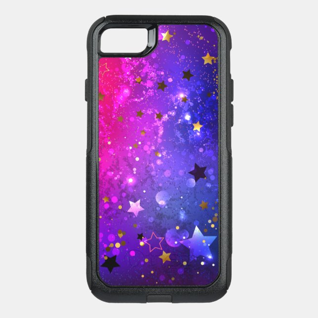 Shiny Pink Blue Background Otterbox iPhone Case (Back)