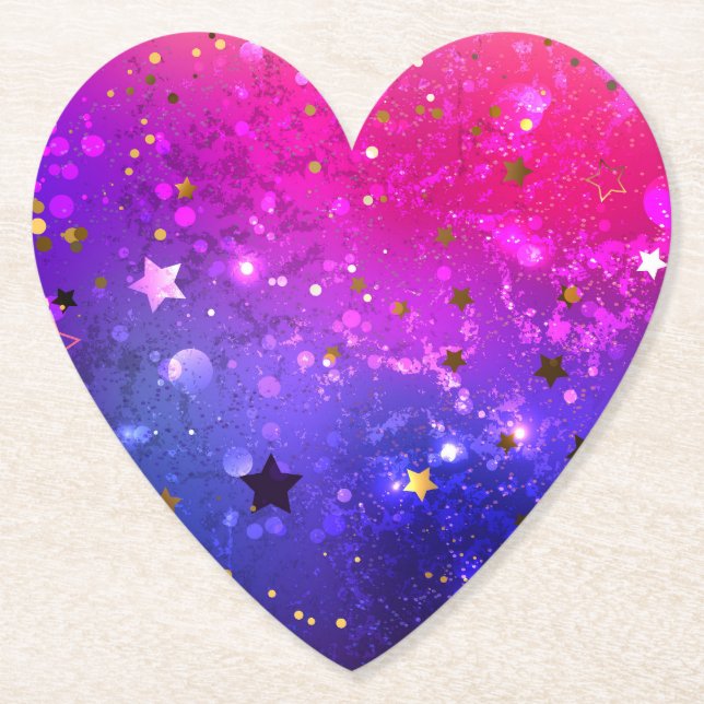 Shiny Pink Blue Background Paper Coaster (Front)