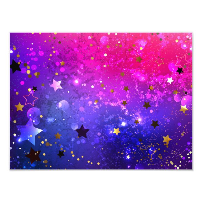 Shiny Pink Blue Background Photo Print (Front)