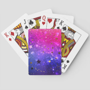 Shiny Pink Blue Background Poker Cards