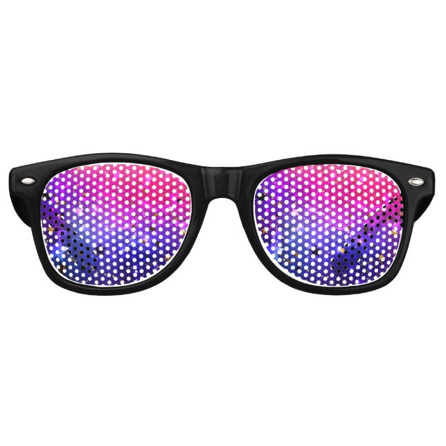 Shiny Pink Blue Background Retro Sunglasses (Front)