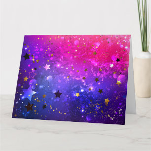 Shiny Pink Blue Background Thank You Card