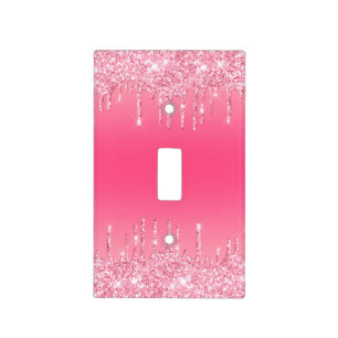 Shiny Pink Glitter Dripping Light Switch Board Cover