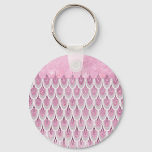 Shiny Pink Glitter Mermaid Fish Scales Keychain