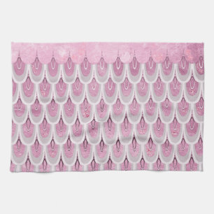 Shiny Pink Glitter Mermaid Fish Scales Towel