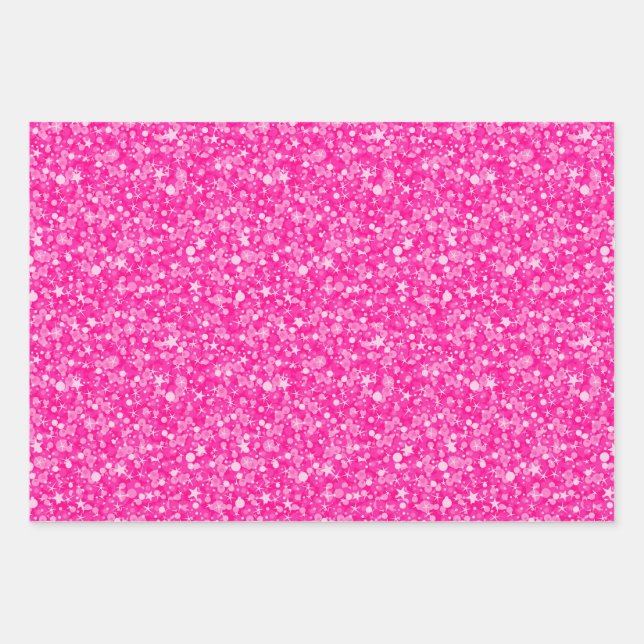 Shiny Pink Glitter Wrapping Paper Sheets (Front)