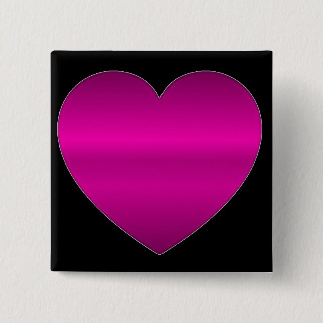 Shiny Pink Heart Pinback Button (Front)