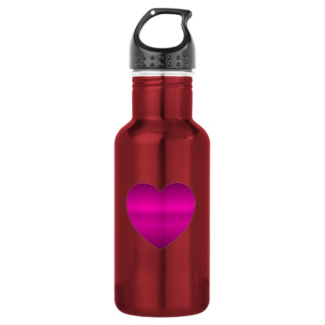 Shiny Pink Heart Water Bottle (Front)