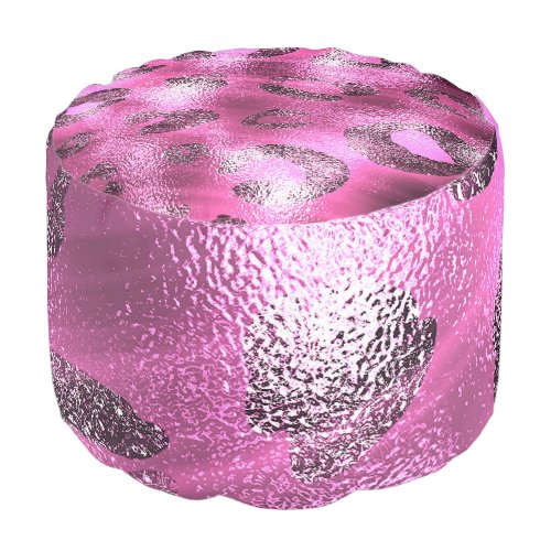 Shiny Pink Leopard Cheetah Jaguar Animal Print Pouf