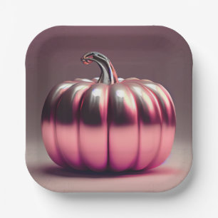 Shiny Pink Pumpkin Paper Plates