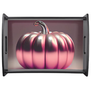 Shiny Pink Pumpkin Serving Tray