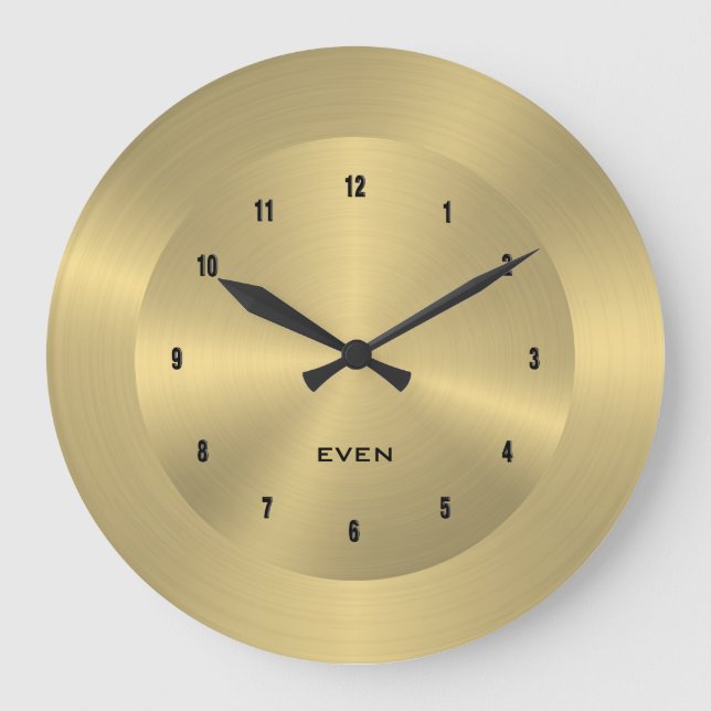 Shiny polished metallic gold background large clock (Front)