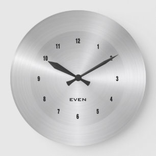 Shiny polished metallic silver background large clock