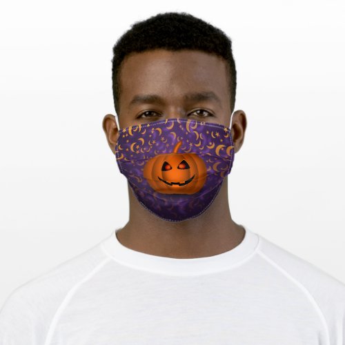 Shiny Pumpkin Halloween Moon Purple Adult Cloth Face Mask