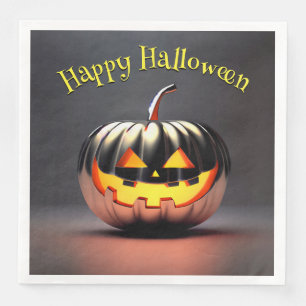 Shiny Pumpkin Halloween Paper Dinner Napkins
