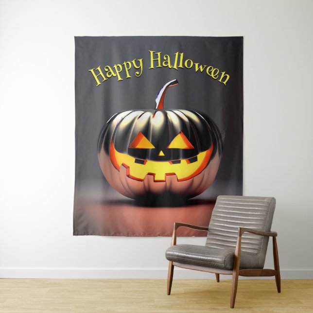 Shiny Pumpkin Halloween Photo Backdrop (In Situ)