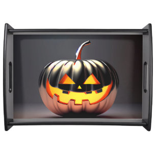 Shiny Pumpkin Halloween Serving Tray