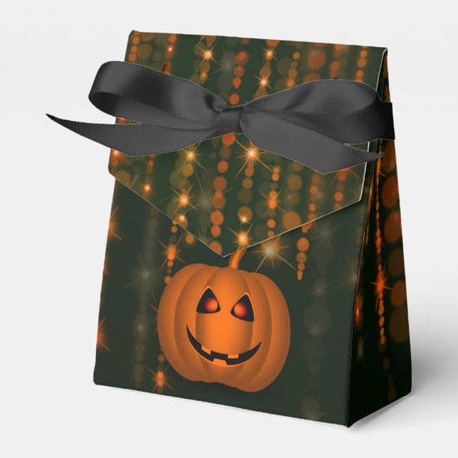 Shiny Pumpkin Halloween String Lights Favor Box (Front Side)