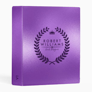 Shiny Purple Background & Laurel Wreath Frame Mini Binder