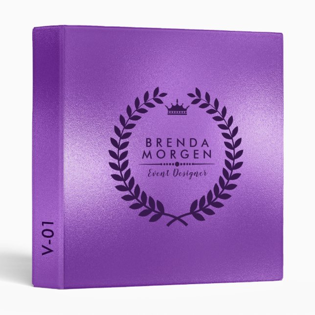 Shiny Purple background With  Laurel Wreath 3 Ring Binder (Front/Spine)