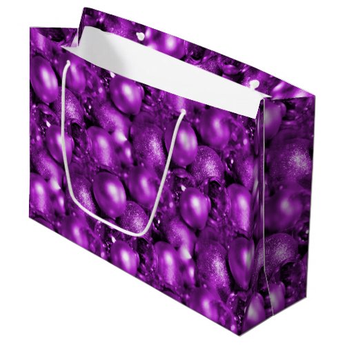 Shiny Purple Baubles Christmas Large Gift Bag