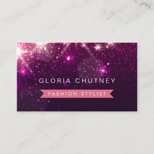 Shiny Purple Glitter - Fashion Stylist Business Card Templates