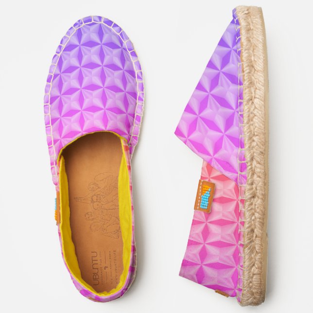 Shiny Purple to Pink Stars Pattern and Lines, ZEA Espadrilles (Side)