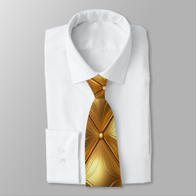 Shiny Quilted Gold  Neck Tie (Tied)