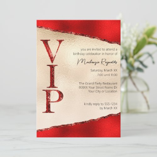 Shiny Red and Gold Glamorous VIP Party Invitation