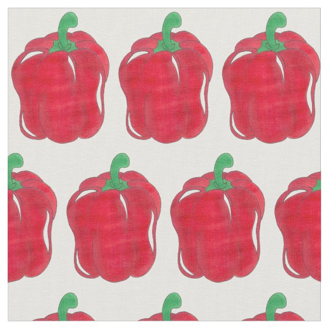 Shiny Red Bell Pepper Garden Veg Vegetable Food Fabric (Close Up)