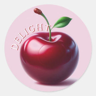 Shiny Red Cherry Delight Classic Round Sticker