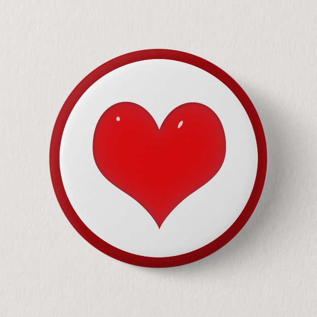 Shiny Red Heart (Add Your Text) Pinback Button (Front)