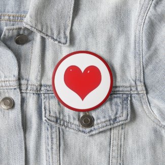 Shiny Red Heart (Add Your Text) Pinback Button