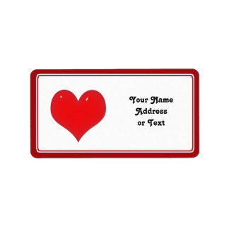 Shiny Red Heart of Love Label