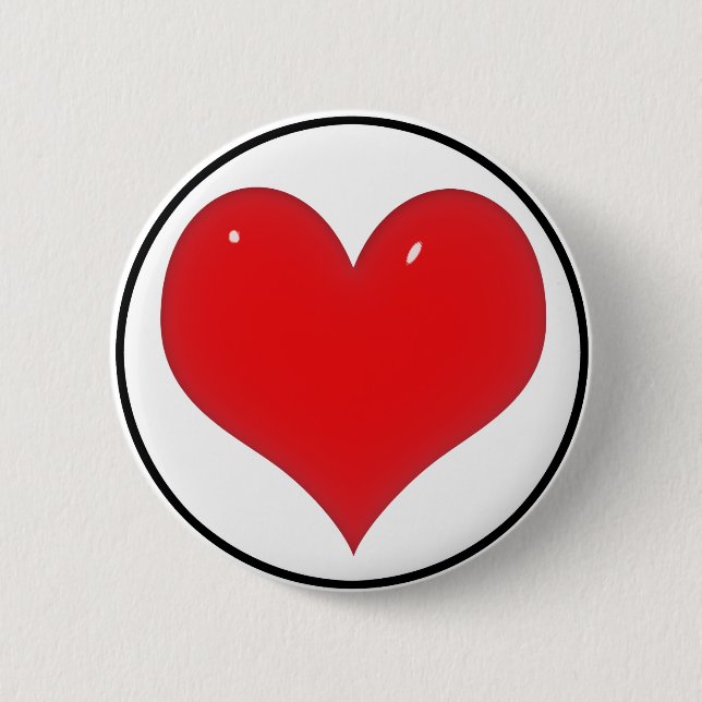 Shiny Red Heart Pinback Button (Front)