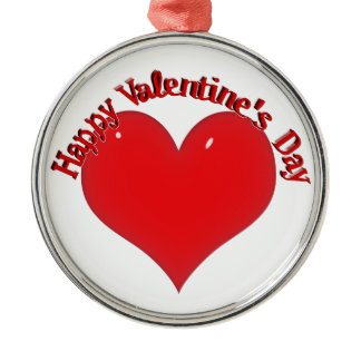 Shiny Red Heart Valentine Metal Ornament