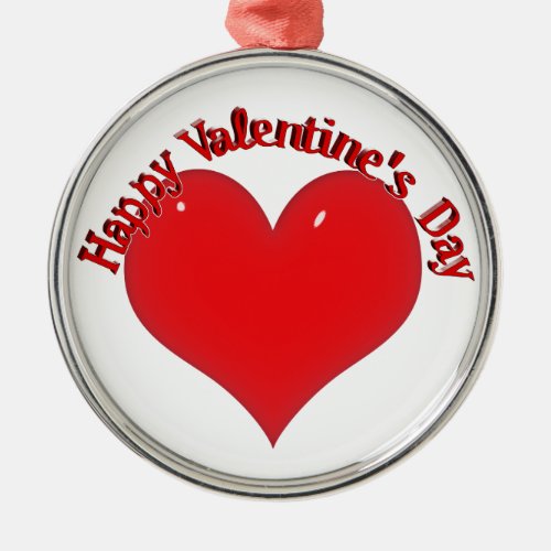 Shiny Red Heart Valentine Metal Ornament