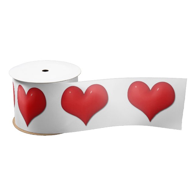 Shiny Red Heart Valentine's Day  Satin Ribbon (Spool)