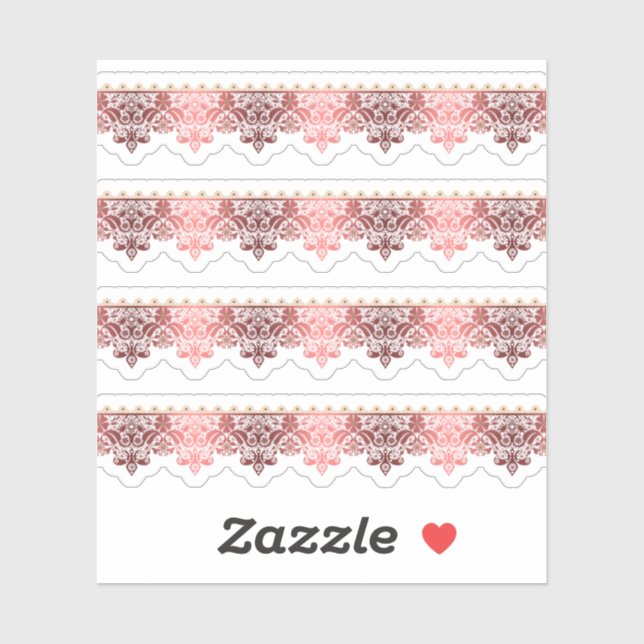 Shiny, red lace, lace, red, openwork sticker (Sheet)