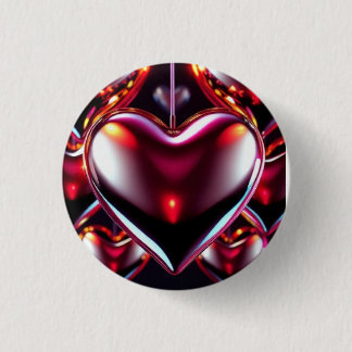 Shiny Red Metallic Heart Button