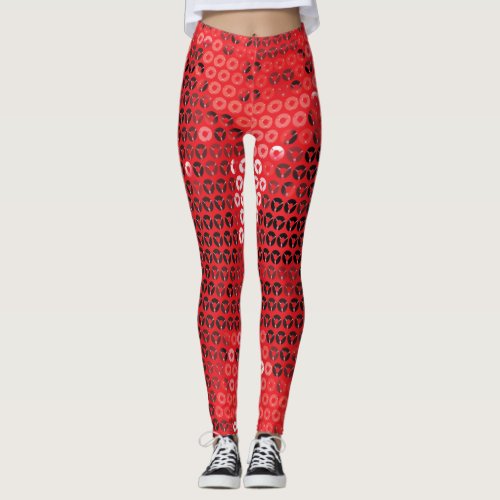 shiny red sequins leggings