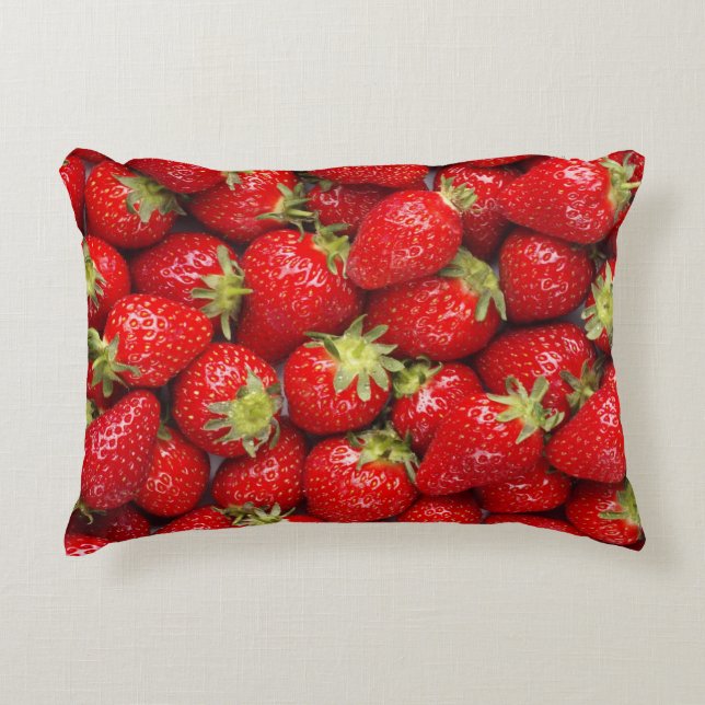 Shiny Red Strawberries Decorative Pillow (Front)