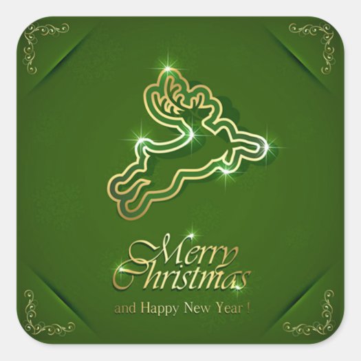 Shiny Reindeer on Ornamental Green Background