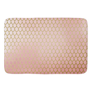 Shiny Rose Blush Gold Glitter Mermaid Scales Bathroom Mat